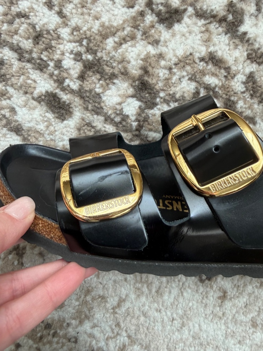 Birkenstock Arizona Big Buckle High Shine Sandals in Black Size 38 - Picture 8 of 10